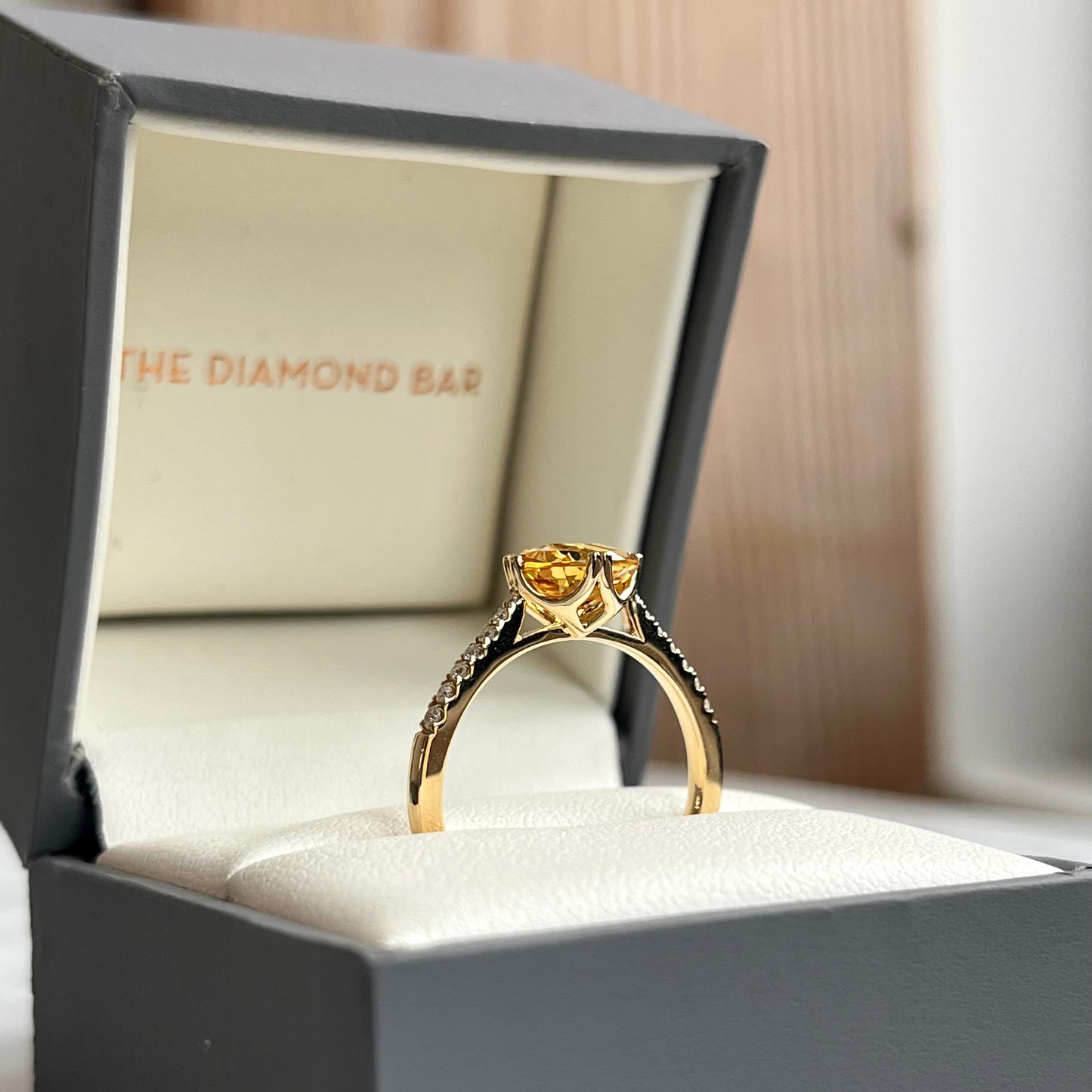 14K Yellow Gold Cetrine and Diamond Ring