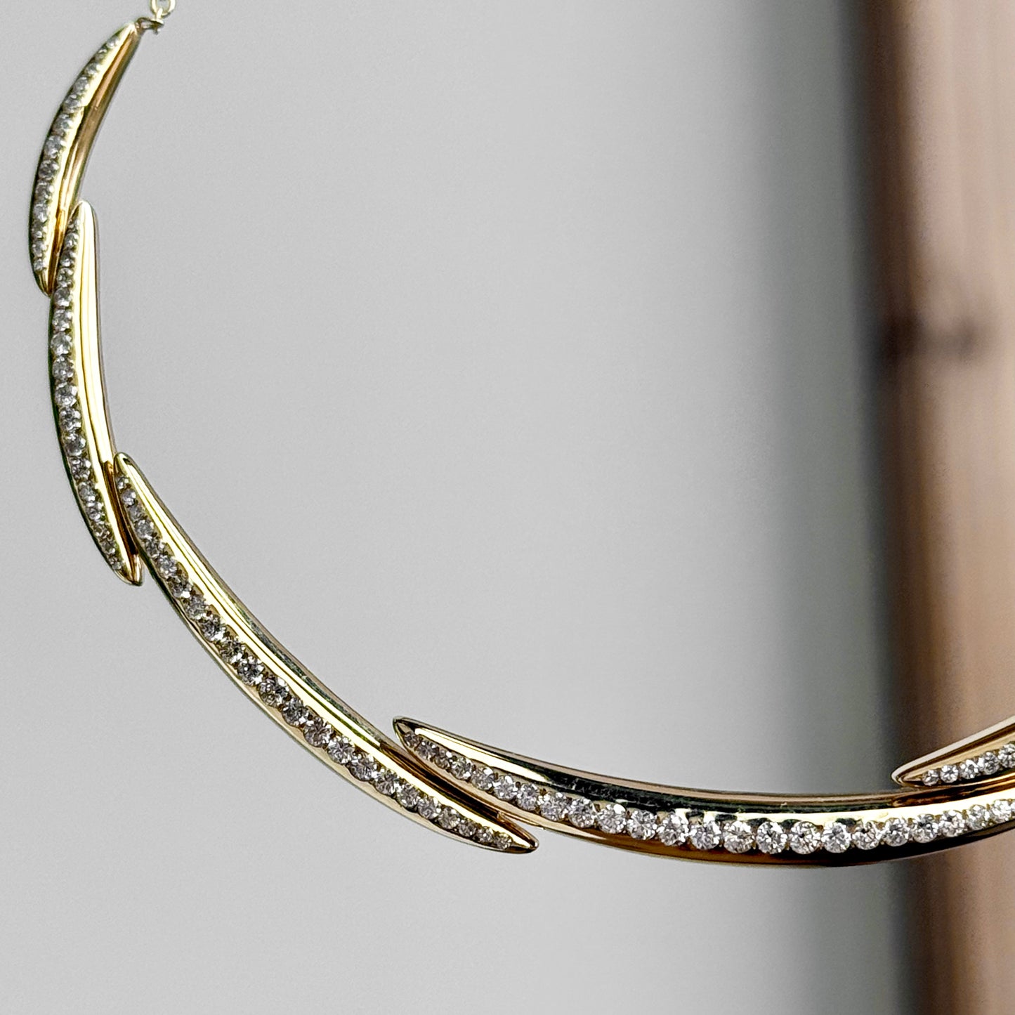 14K Yellow Gold "Flame River" Diamond Riviera Necklace