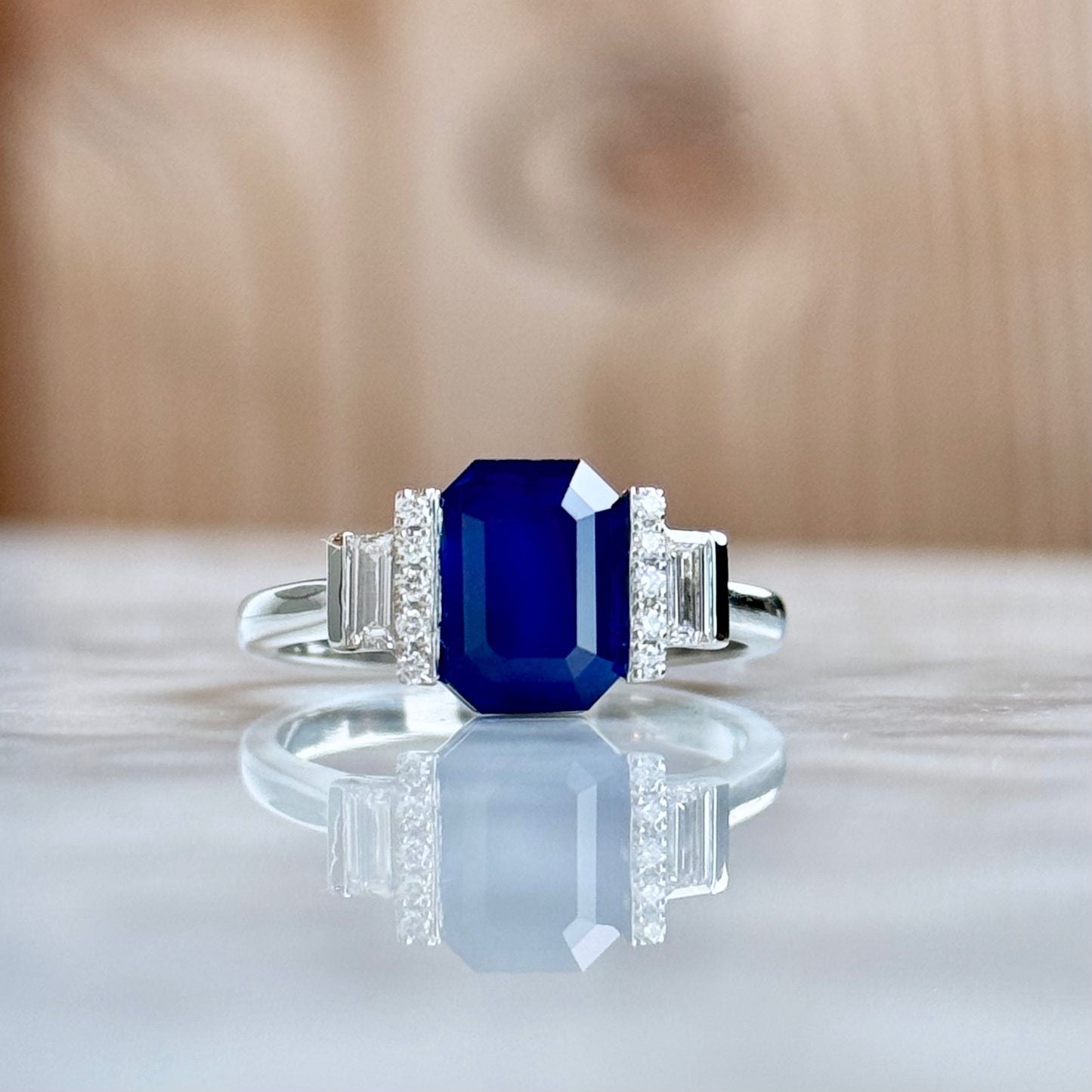 Platinum Sapphire and Diamond Ring