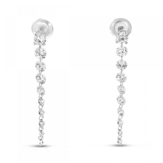 14K Yellow Gold Floating Diamond Line Earrings