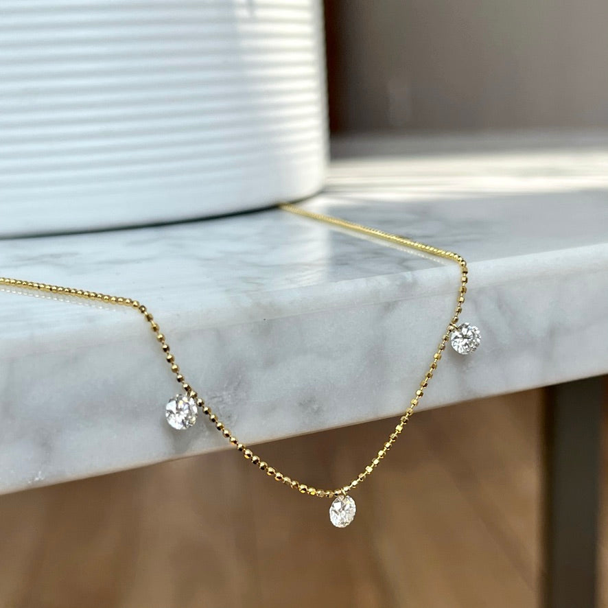 Buy Diamond Station Necklace in Gold, Rose Gold, Sterling Silver by Caitlyn  Minimalist Minimalist Necklace Perfect Gift for Her NR015 Online in India -  Etsy
