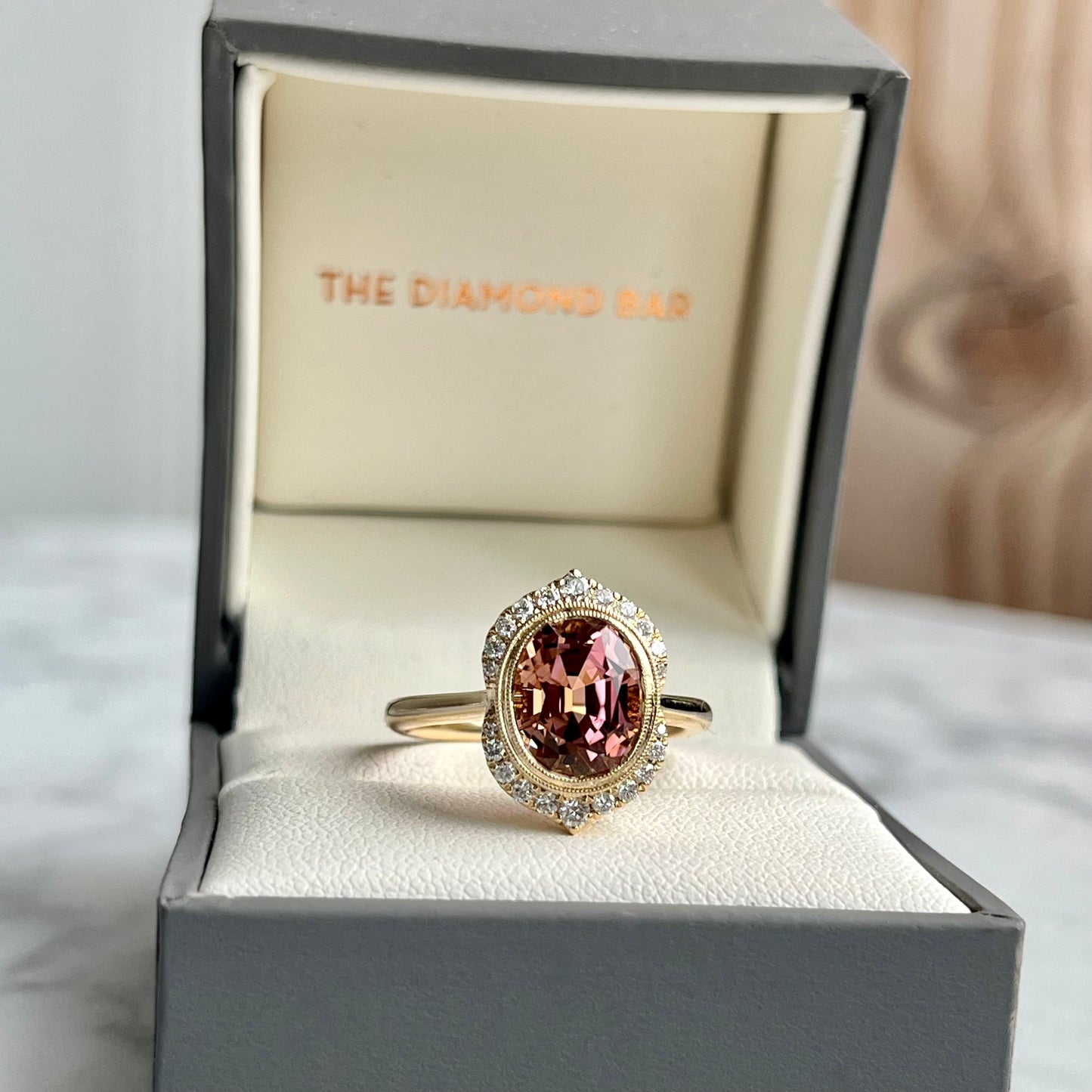 14K Yellow Gold Tourmaline and Diamond Ring