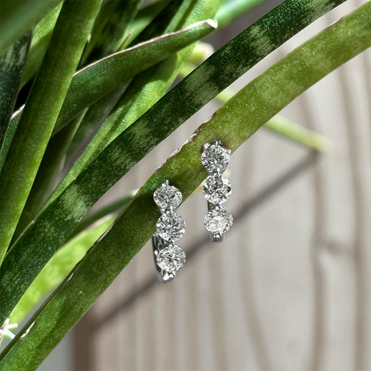 14K Large Single Prong Diamond Huggie Earrings