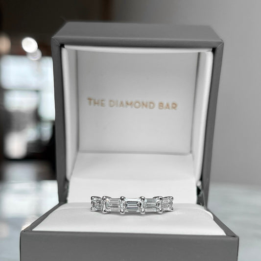 18K White Gold East/West Set Emerald Cut Diamond Band