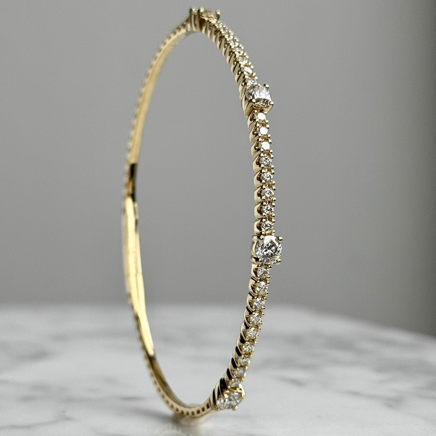 14K Yellow Gold Diamond Flexible Bangle Bracelet 2.00CTW