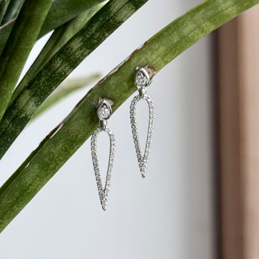 14K White Gold Diamond Fashion Dangle Earrings