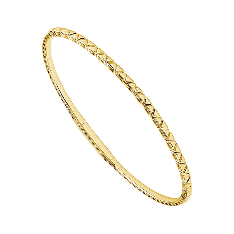 14K Yellow Gold Triangle Flexible Bangle Bracelet