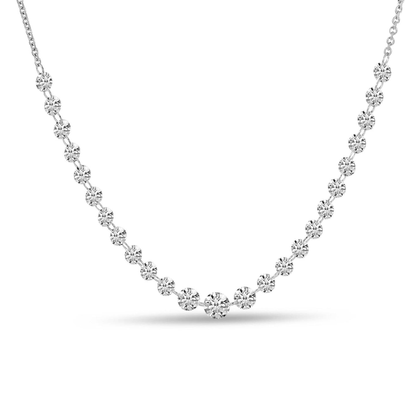 14K White Gold Floating Diamond Riviera