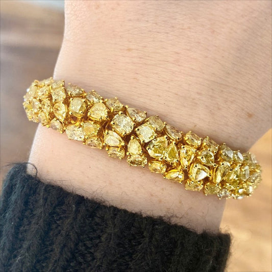 18K Yellow Gold Natural Yellow Diamond Bracelet 31.93CTW
