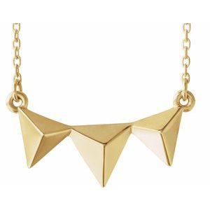 14K Yellow Gold Triple Pyramid Necklace