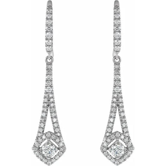 14K White 3/4 CTW Natural Diamond Chandelier Earrings