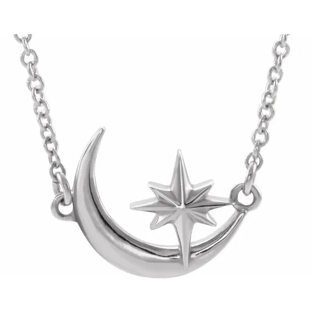 14K Moon and Star Necklace