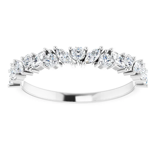 Marquise and Round Diamond Band 1/2CTW