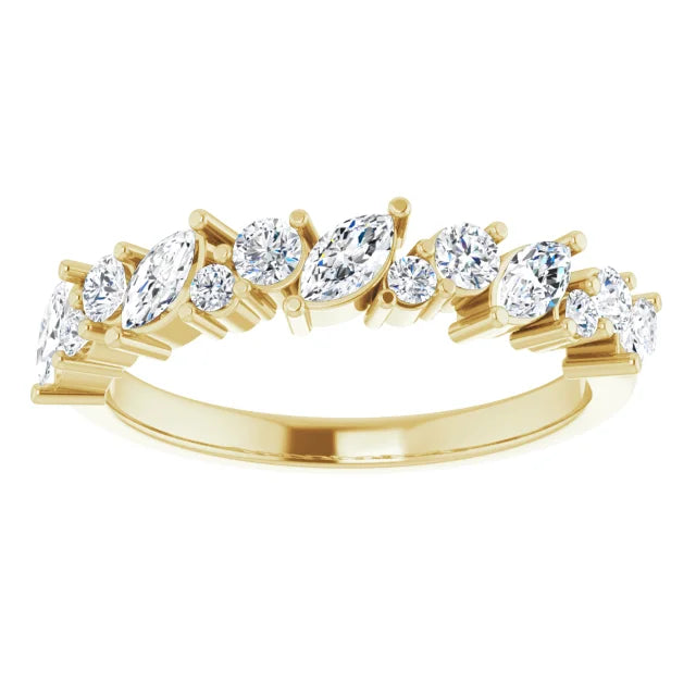 Marquise and Round Diamond Band 3/4CTW
