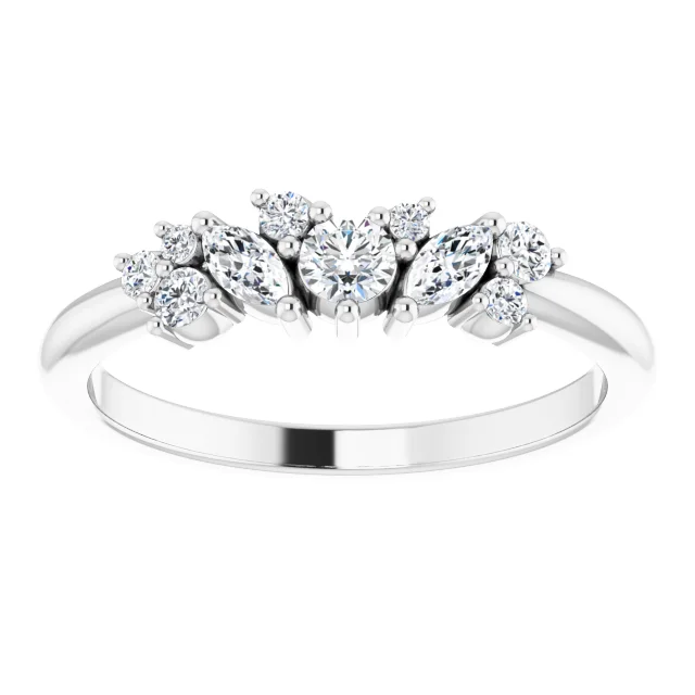 Round and Marquise Cluster Ring 1/3CTW