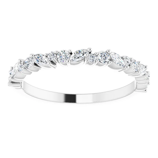 14K Marquise and Round Diamond Band 3/8CTW