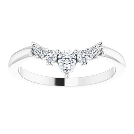 14K Pear Shape and Round Diamond Contour Band 1/4CTW