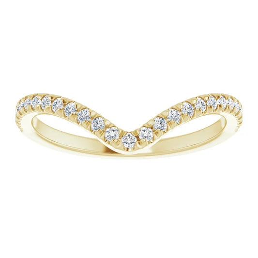 14K gold diamond French set contour band 1/5CTW