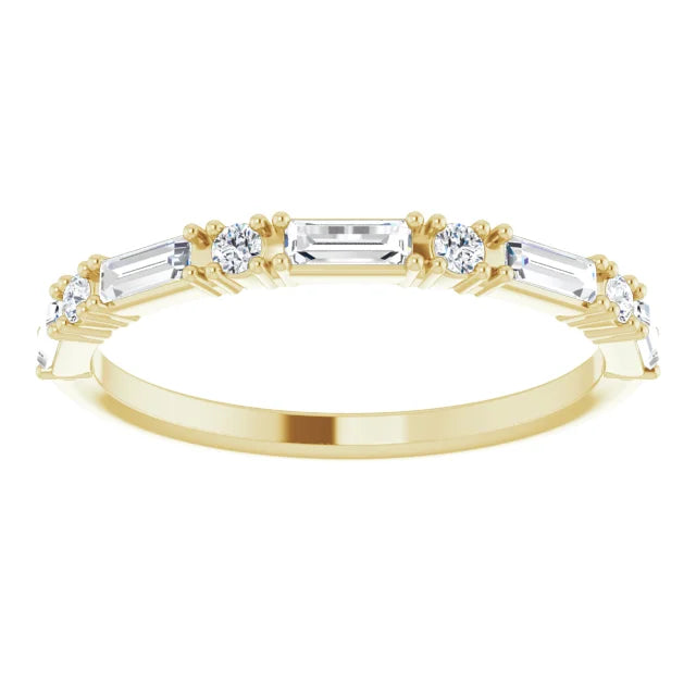 Natural Straight Baguette and Round Diamond Band 1/3CTW