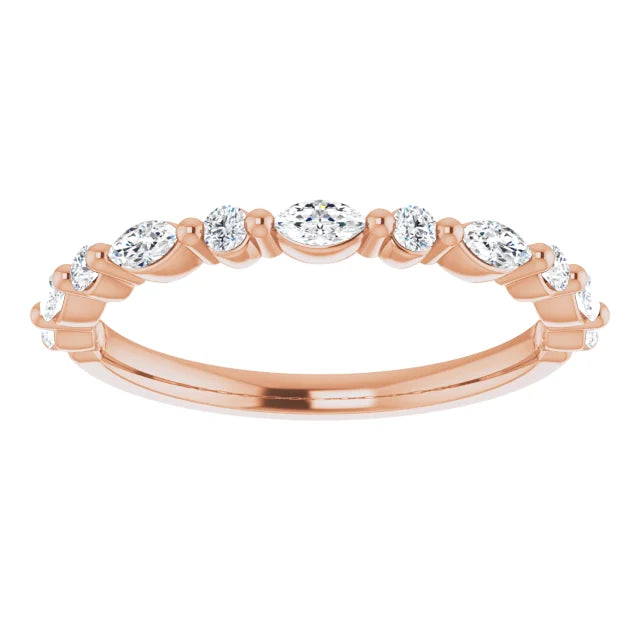 Marquise and Round Diamond Stackable Band 1/4CTW