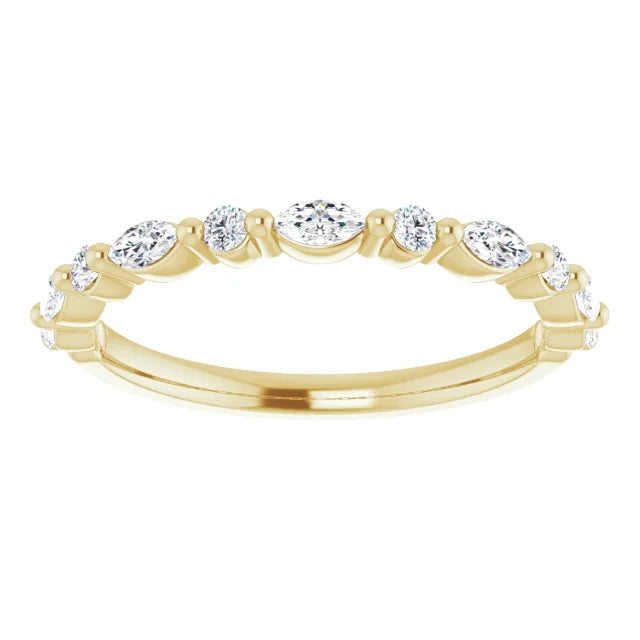 Marquise and Round Diamond Stackable Band 1/4CTW