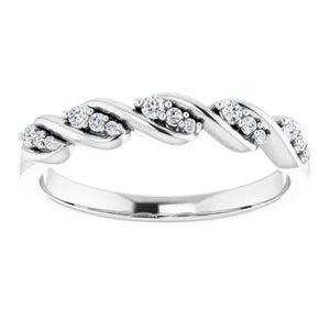 Natural Diamond Alternating Twist Stackable Wedding Band 1/10CTW