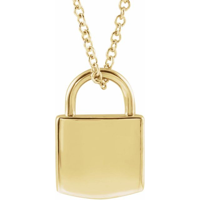 14K Yellow Gold Floating Lock Necklace
