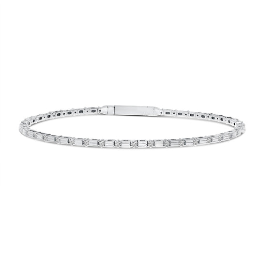 14K White Gold Diamond Flexible Bracelet 66/100CTW