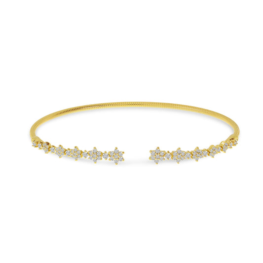 14K Diamond Flex Floral Bangle Cuff Bracelet 54/100CTW