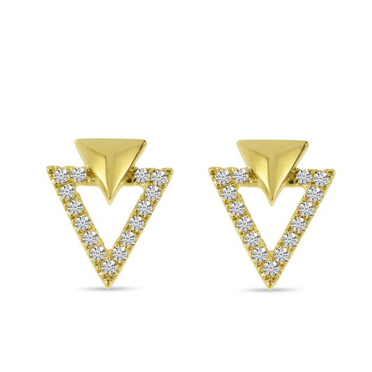 14K Yellow Gold Diamond Double Triangle Earrings 24/100CTW