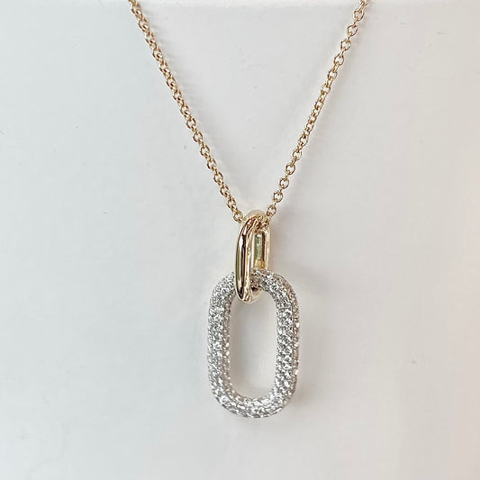 14k Yellow Gold Diamond and Gold Link Pendant 41/100CTW