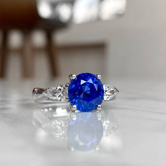 Natural No Heat Burmese Blue Sapphire and Diamond Ring 4.21CTR GIA, AGL, GUBLIN Reports