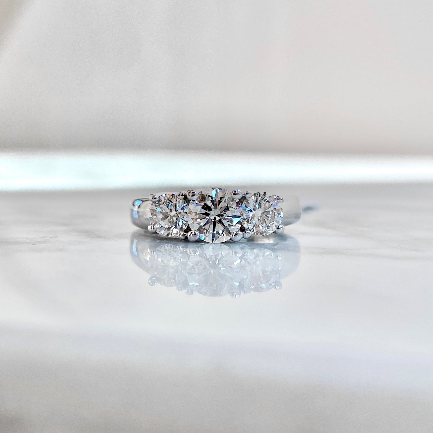 Platinum Three Stone Round Diamond Engagement Ring 1.40CTW