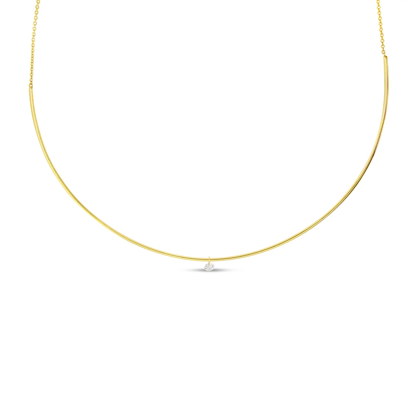 14K Yellow Gold Floating Diamond Wire Choker 12/100CTW