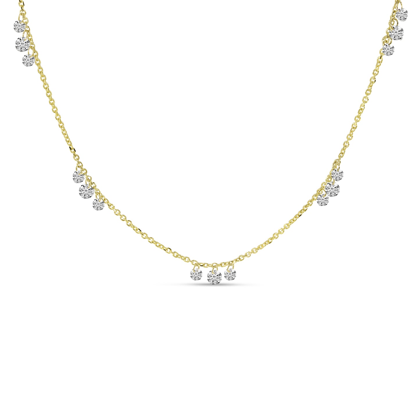 14K Yellow Gold Floating Diamonds 3-Diamond 5-Station Necklace 90/100CTW