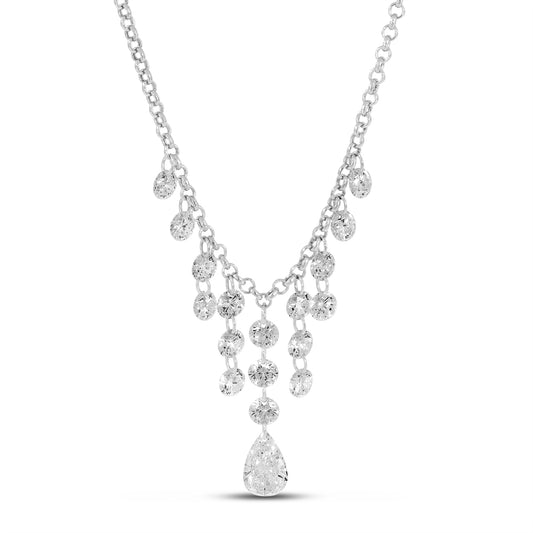 14K White Gold Floating Diamond "Cleo" Necklace