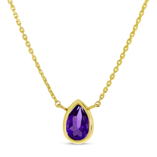 14K Pear Shape Amethyst Necklace