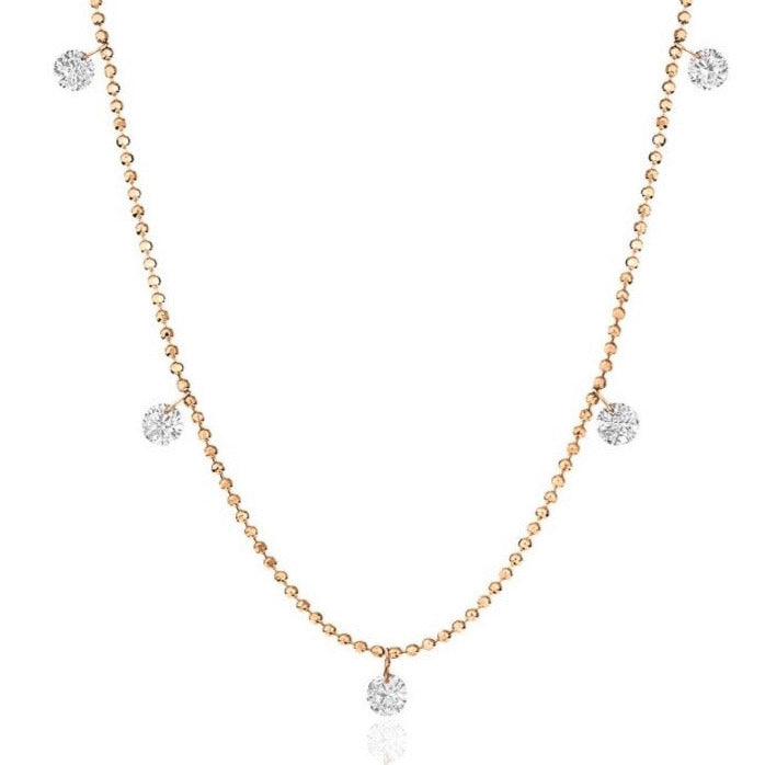 14K "5" Stone Floating Diamond Necklace 50/100CTW