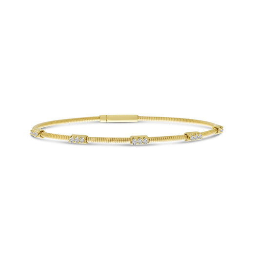 14K Yellow Gold Flexible Diamond Bracelet 25/100CTW