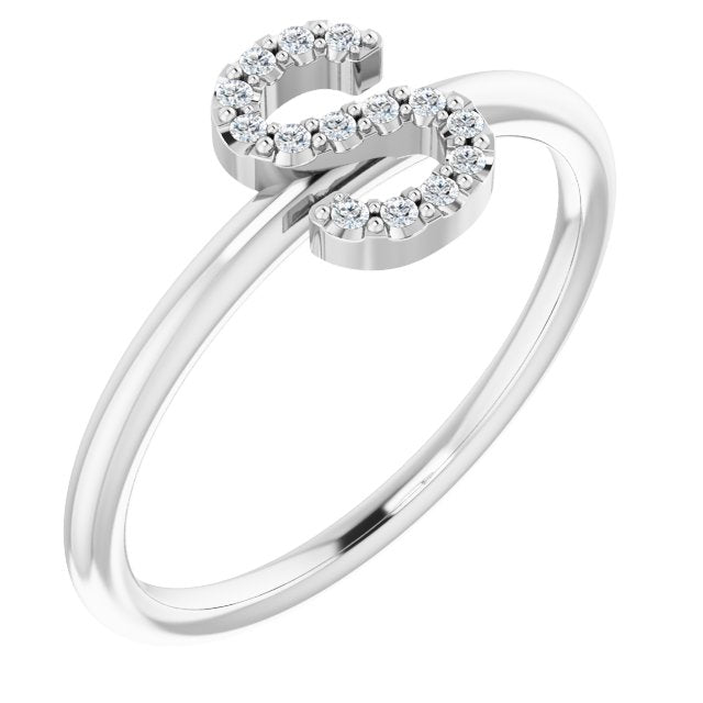 14K Diamond Initial Ring 06/100CTW