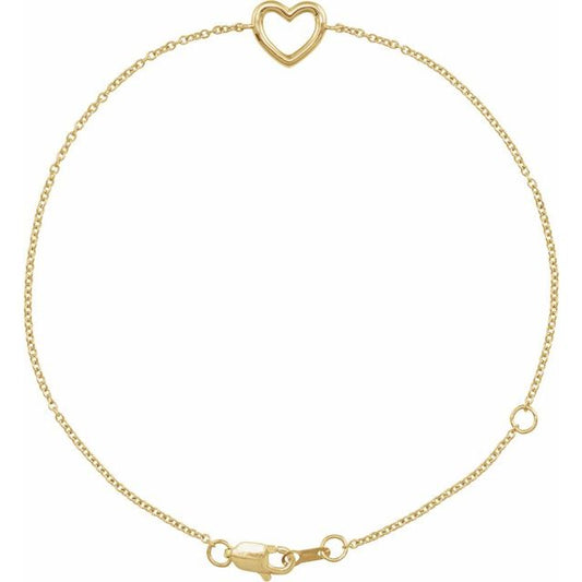 14K Open Heart Bracelet