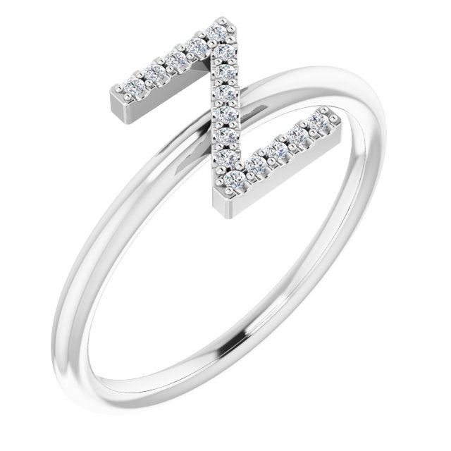 14K Diamond Initial Ring 06/100CTW