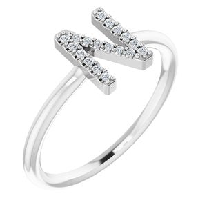 14K Diamond Initial Ring 06/100CTW