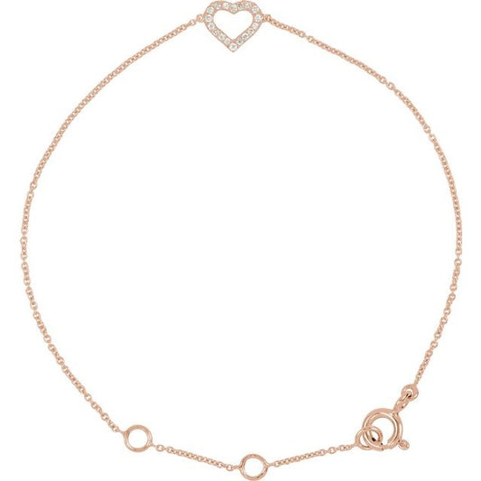 14K Diamond Heart Bracelet 06/100CTW