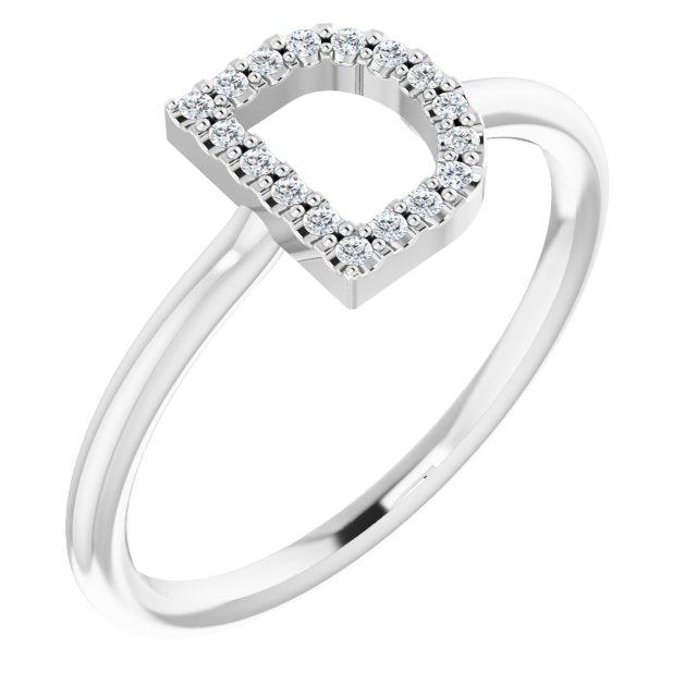14K Diamond Initial Ring 06/100CTW