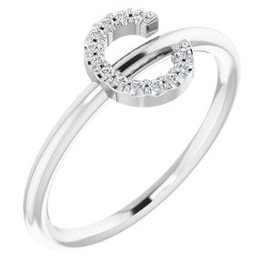14K Diamond Initial Ring 06/100CTW