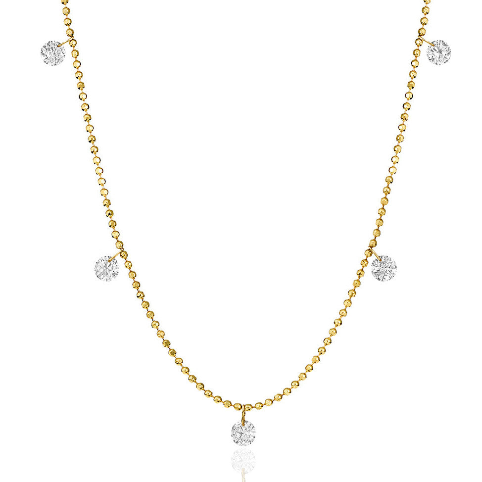 14K "5" Stone Floating Diamond Necklace 50/100CTW